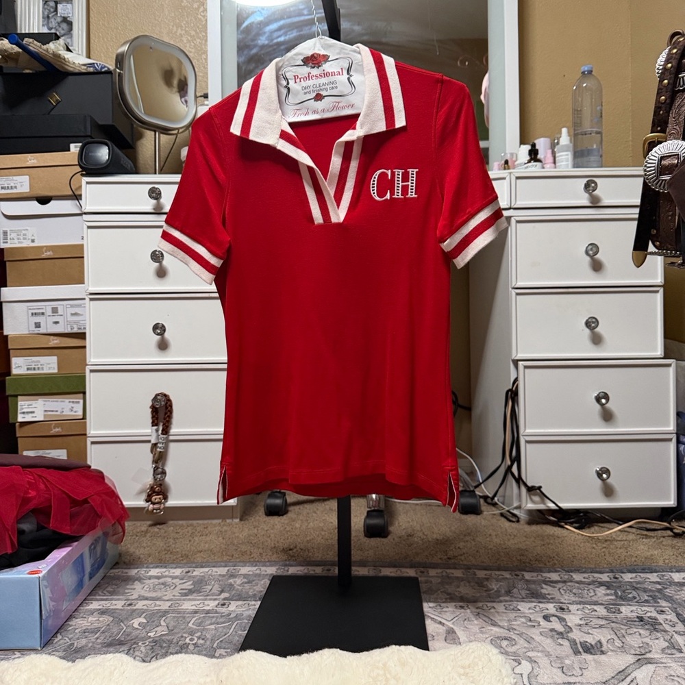 Carolina Herrera Red Polo Blouse
